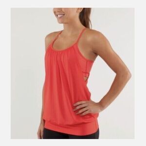 Lululemon No Limits Tanktop Red Racerback Built in Bra Yoga Women's SZ 6